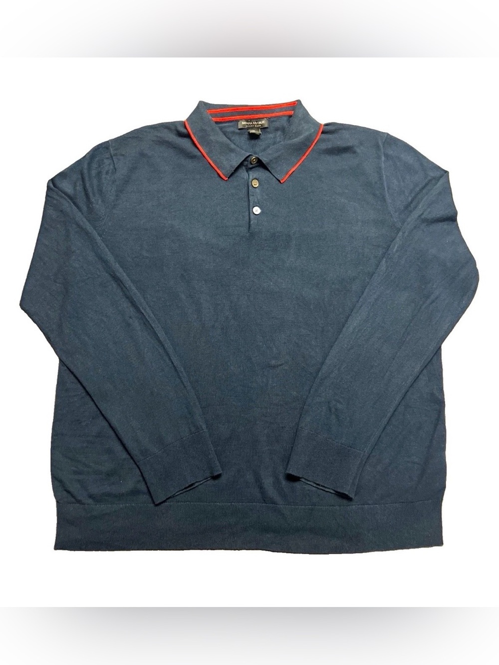 Banana Republic Silk Cashmere Cotton Polo Sweater Men’s XL Blue Long Slee